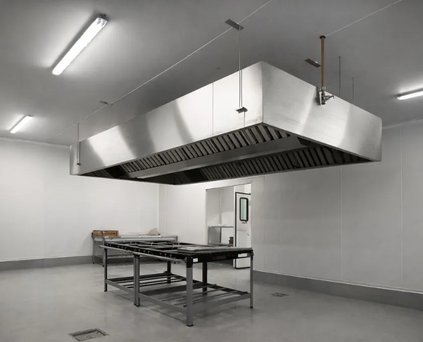 Sistema de exaustão industrial instalado pela Art Coifas em operação comercial